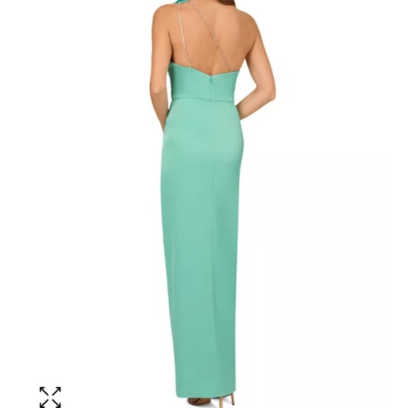 Liv Foster Stretch Satin One Shoulder Maxi Gown Aqua Green Size 6 Asymmetrical - Picture 6 of 17